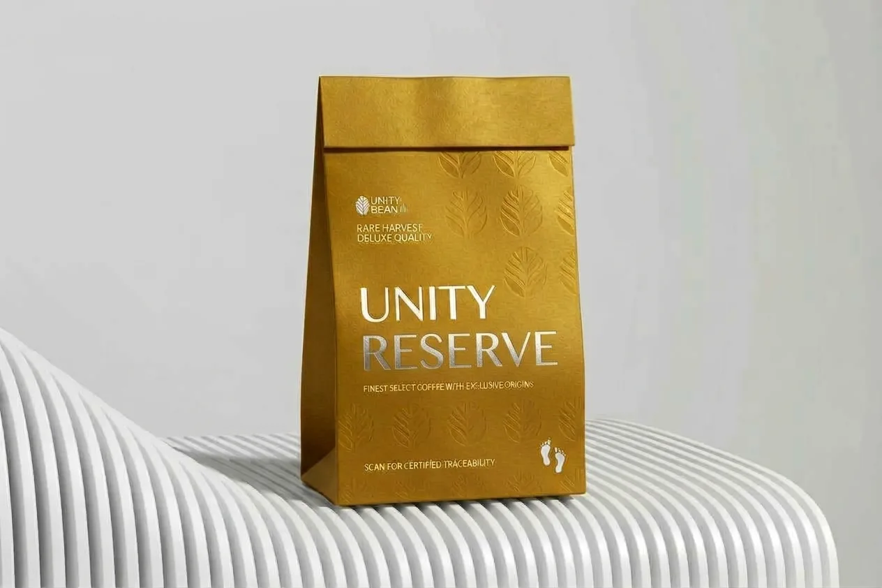 A Unity Bean retail coffee bag